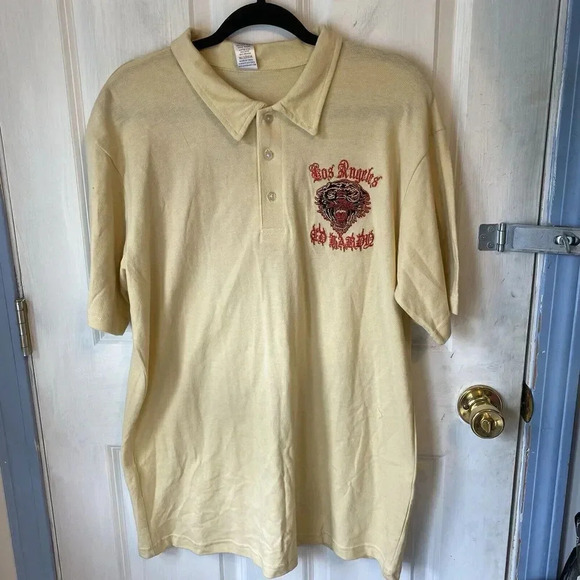 VTG Ed Hardy Los Angeles Embellished Polo T Shirt Tiger Yellow Unisex XXL NEW - Picture 6 of 9